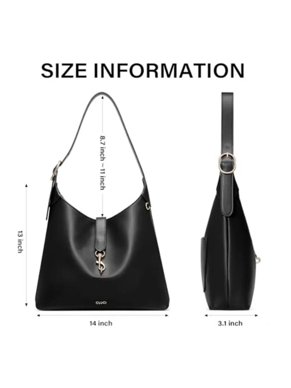 CLUCI Handbag for Women, Slouchy Hobo Bag